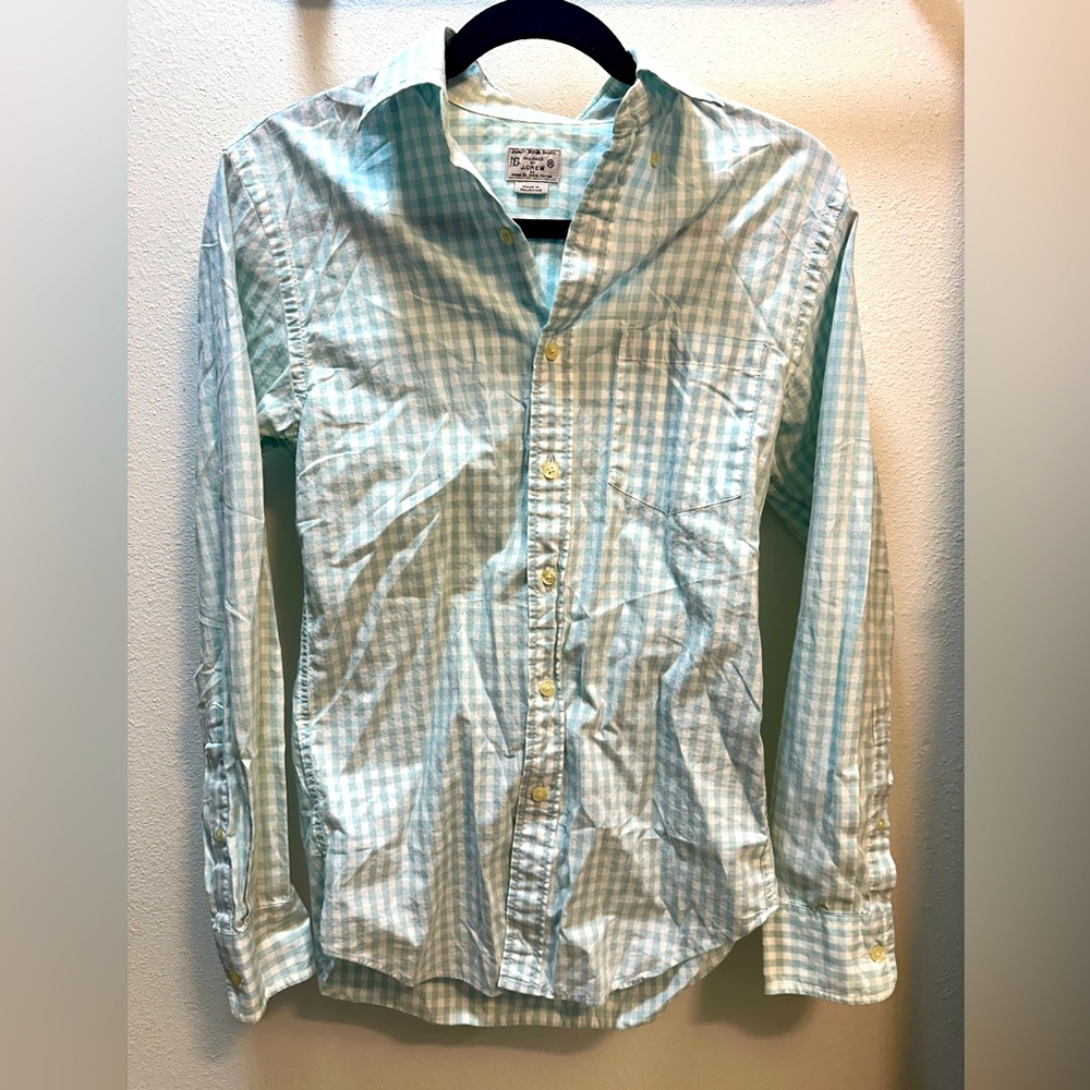 J Crew XS button down shirt - light blue and white plaid